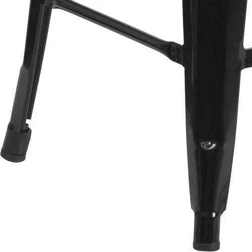 Vista 7 de Taburete de 24 pulgadas de alto para interior y exterior con asiento cuadrado., Metal, Negro