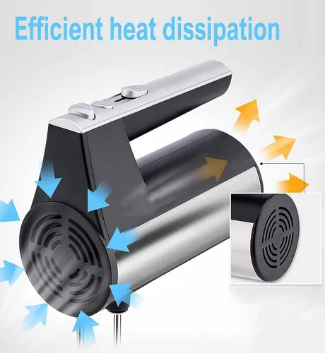 Vista 7 de Batidora de mano eléctrica de 800 W, batidora de mano de cocina de 5 velocidades potente con Turbo para hornear pastel, mezclador eléctrico ligero