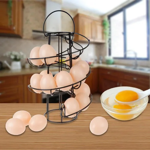 Vista 5 de Egg Skelter - Estante dispensador en espiral moderno de lujo, organizador de almacenamiento de huevos de gallina, cesta para encimera de cocina