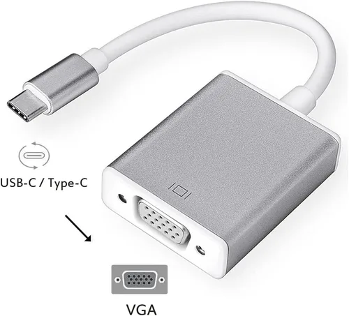 Vista 2 de Adaptador USB C a VGA, resolución de 1920 x 1200, Plug & Play, compatible con Mac OS, Windows, Chromebook, iPad Pro, Surface Book 2, HP Elitebook