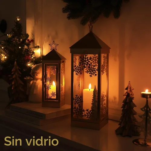 Vista 8 de NEEDOMO Decoraciones navideñas para exteriores e interiores, decoración de farol de vela de metal de 17/12 pulgadas, faroles de Navidad