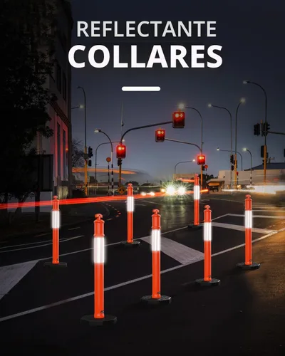 Vista 3 de BATTIFE - Postes de delineador de conos de tráfico de 45 pulgadas con base, color naranja, 3