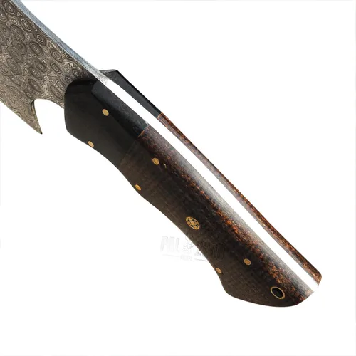 Vista 7 de Cuchillo de acero de Damasco hecho a mano de 12 pulgadas Chopper Edc - Cuchilla con funda - Mppn-8667