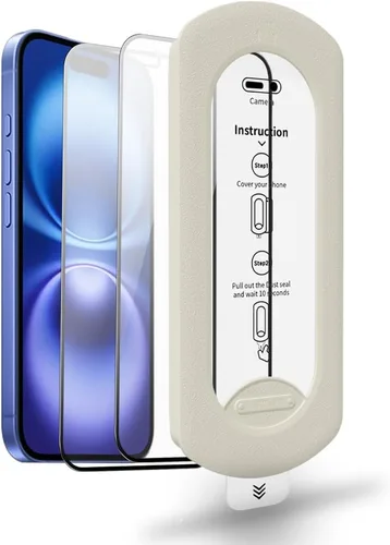 Vista 14 de Paquete de 3 protectores de pantalla de vidrio templado para iPhone 17 Air con kit de alineación automática, polvo automático, grado militar 9H+