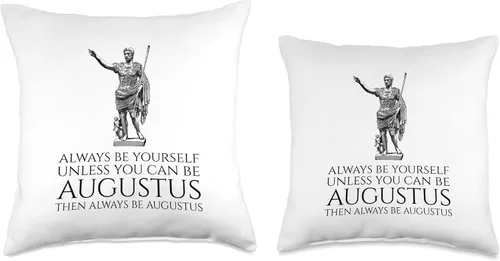 Vista 3 de Ancient Rome Emperor Augustus Gifts Ancient Rome-Always Be Yourself A less You Can Be Augustus Throw Pillow (16 x 16 pulgadas), multicolor
