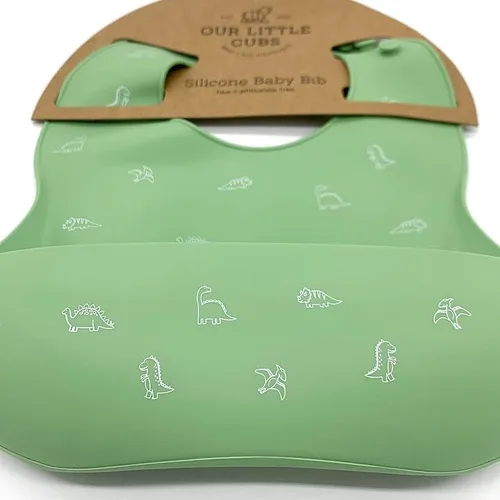 Vista 2 de Baberos de silicona para bebés, ajuste ajustable, babero impermeable, suministros de alimentación para bebés