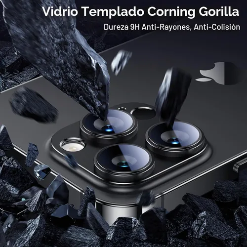 Vista 6 de Esanik Paquete de mejora de 2 unidades para iPhone 14 Pro/iPhone 14 Pro Max Protector de lente de cámara, estuche de metal de aleación de aluminio