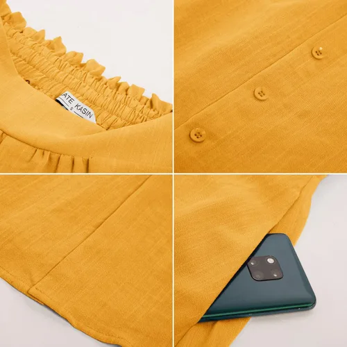 Vista 9 de Kate Kasin Falda midi de cintura alta para mujer, estilo vintage, elástica, acampanada, plisada, con botones y bolsillos
