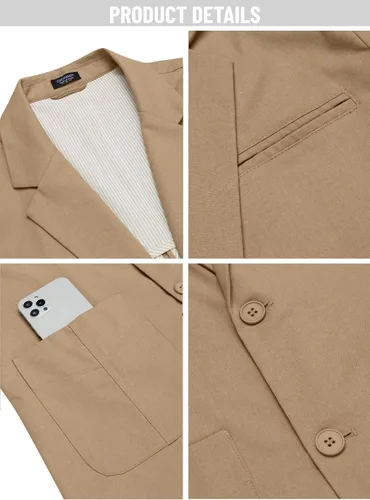 Vista 5 de COOFANDY Men's Casual Linen Sport Coat Lightweight Travel Blazer Modern Suit Jacket