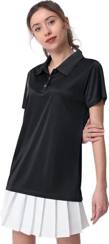 Vista 3 de Camiseta polo para mujer, camiseta de golf Dry Fit que absorbe la humedad, manga corta, deportiva, ropa deportiva, cuello con botones, entrenamiento