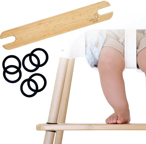 Vista 2 de Nibble and Rest Woodsi Footsi - Reposapiés para silla alta IKEA Antilop, reposapiés de madera de bambú, altura ajustable, accesorios para silla
