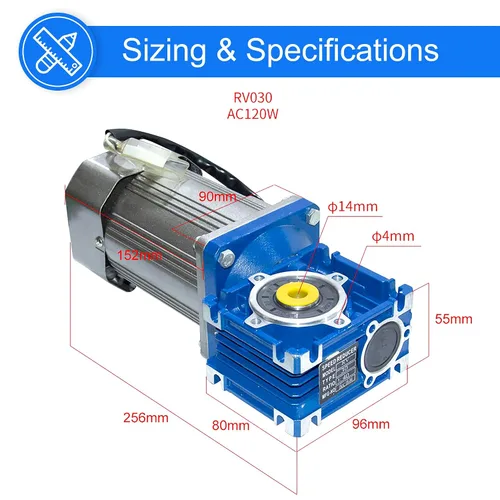 Vista 3 de 120W 110V 50/60HZ Motor Reductor de Engranaje de Tornillo de CA de Baja RPM 18rpm de Alto Par con Controlador de Velocidad CW CCW. Relación
