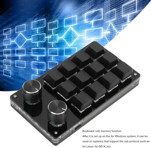 Vista 4 de Teclado mecánico programable para juegos con una sola mano, 12 teclas multifuncionales con enchufe de perilla y teclado de mano