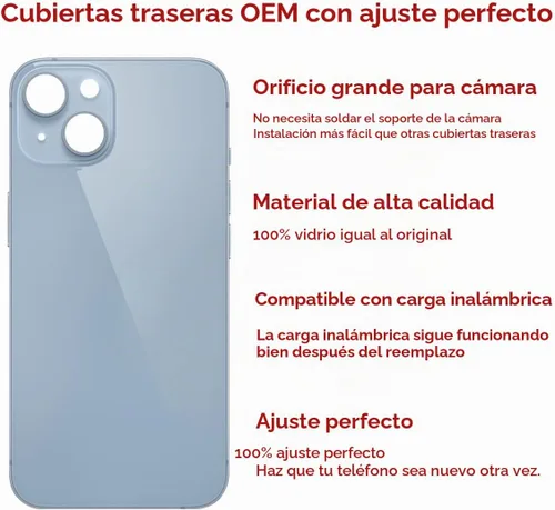 Vista 3 de Reemplazo de vidrio trasero OEM para iPhone 14 6.1 pulgadas con kit de herramientas de reparación (azul)