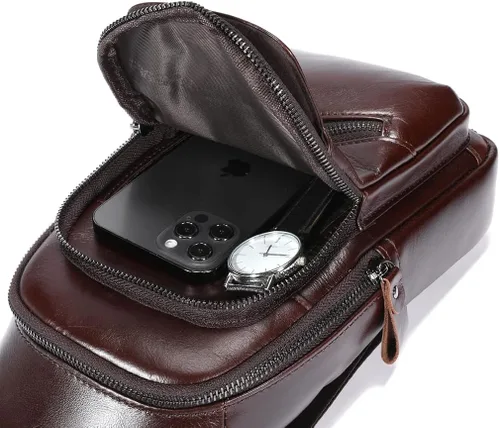 Vista 7 de KPYWZER Mochila de cuero para hombre