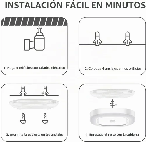 Vista 7 de Luces LED activadas con sensor de movimiento para armario, luz de techo LED inalámbrica activada para interiores, funciona con pilas, 300 lm