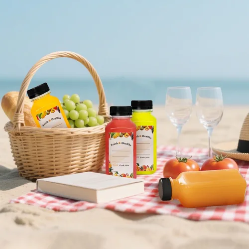 Vista 6 de 36 unidades de botellas de plástico de 8 onzas con tapas, botellas de jugo con tapas, recipientes reutilizables transparentes para bebidas a granel