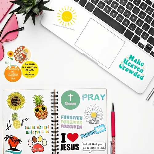 Vista 7 de 200 unidades de calcomanías cristianas inspiradoras para tablero de visión, botellas de agua, laptop, vinilo impermeable con versículos bíblicos