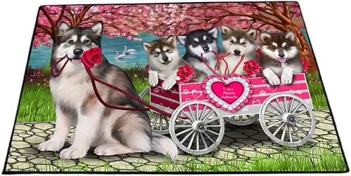 Vista 14 de Doggie of the Day Alaskan Malamute Dogs Floor Mat - 4th of July Independence Day - Best Dog Doormat - Protector Decor - Unique Portrait Art