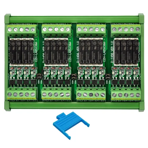 Vista 3 de Montaje en carril DIN AC/DC 5V 12V 24V SPST-NO 5Amp módulo de relé de potencia (CA/CC 5V, 16 canales)
