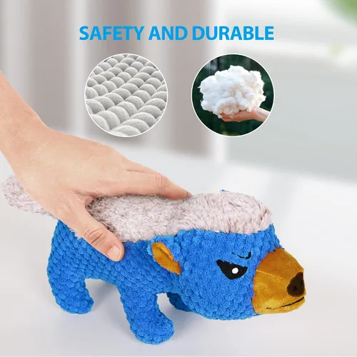 Vista 4 de IOKHEIRA Juguetes de peluche para perros para masticadores agresivos, juguetes chirriantes indestructibles para perros con papel arrugado, juguetes