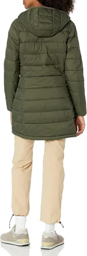 Vista 2 de Tienda Essentials - Abrigo acolchado, ligero y resistente al agua con capucha para mujer, disponible en talla extragrande