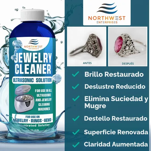 Vista 2 de NORTHWEST ENTERPRISES Solución ultrasónica para limpiar joyas, 8 onzas