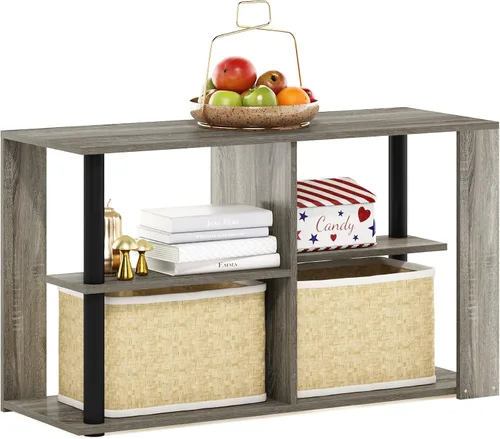 Vista 13 de Furinno Mesa de Café Básica, Mesa de Centro Moderna de 2 Niveles con Estante Abierto, Mesa Auxiliar de Fácil Montaje, para Sala de Estar