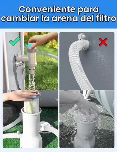 Vista 3 de POOLHACKER [Patentado] Válvula de émbolo Plus con adaptador de manguera de Adaptador de manguera de piscina, soporte de tubería, accesorios de 1