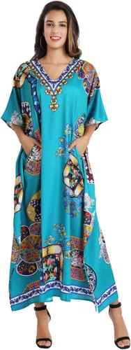 Vista 13 de Miss Lavish London - Kaftán largo para mujer - Kaftán de playa africano y kaftan moderno para fiesta y bodas 109-azul