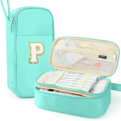 Vista 68 de Estuche Grande para Lápices, Bolsa de Lápices de Gran Capacidad, Bolsa de Lápices Personalizada con Inicial con Cremallera Suave, Múltiples