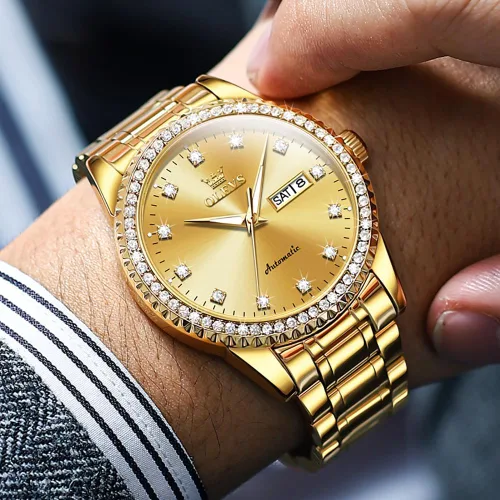 Vista 2 de OLEVS Reloj mecánico para hombre ahueca hacia fuera impermeable reloj de cuerda automático para hombres