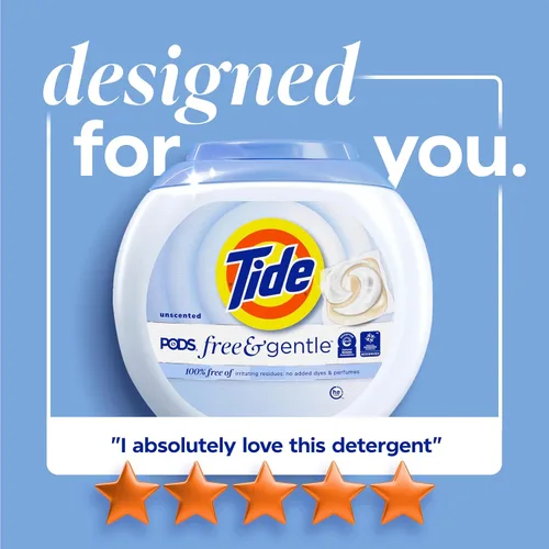 Vista 5 de Tide PODS - Cápsulas de jabón de detergente libre y suave, 76