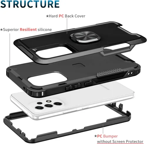 Vista 7 de Funda para Galaxy A53 5G con función atril de protección resistente [doble a prueba de golpes] Soporte magnético para automóvil compatible