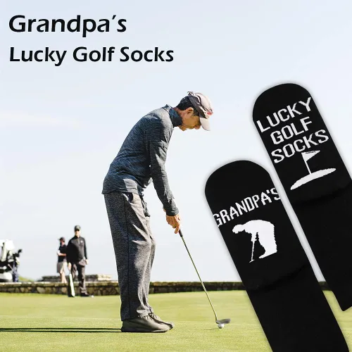Vista 4 de TSOTMO Calcetines para abuelo y abuelo, regalo para papá, calcetines de golf de la suerte del abuelo para abuelo, regalo de jubilación, calcetines