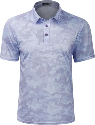 Vista 144 de TAPULCO Camisetas tipo polo de secado rápido para hombre, diseño de camuflaje, atléticas, ligeras, transpirables, casuales, para golf