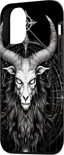 Vista 2 de iPhone 15 Baphomet Ocultista espeluznante gótico cabeza de cabra Satánico Diablo caso