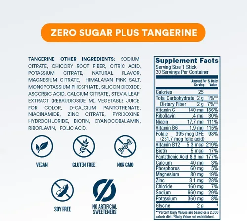 Vista 8 de DripDrop Hydration Zero Sugar Plus Paquetes de electrolitos, mandarina