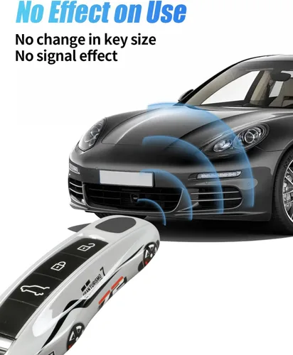 Vista 4 de Funda para llaves Porsche Panamera 911, llavero de protección de llave de coche para Porsche Cayenne Taycan Gris precise cutouts soft leather