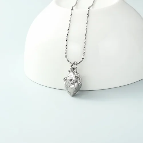 Vista 18 de Imrsanl Collar con colgante de joyería de cremación para cenizas – Collar anatómico de urna de corazón para cenizas – Medallones conmemorativos