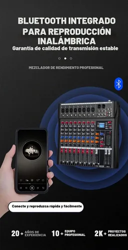 Vista 3 de CK-60 Mezclador profesional (6 canales) para grabación DJ Stage Karaoke Music Application w/USB Drive BT