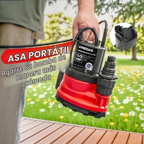 Vista 4 de MEDAS Bomba sumergible automática de 1/3 HP 2450 GPH, encendido/apagado automático con sensor inteligente, drena a 0.04 pulgadas, bomba de agua
