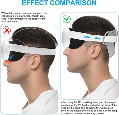 Vista 5 de AZURAOKEY Comfort Head Strap Accessories Compatible with Meta Quest 3, TPU Head Strap Pad Cushion Replacement Headband Cushion Reduce Pressure for