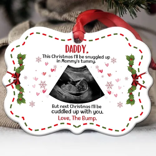 Vista 10 de Adorno de Navidad personalizado para papá esperado 2023 – Adorno de Navidad con ultrasonido de protuberancia – Adorno con texto en inglés «I'll Be
