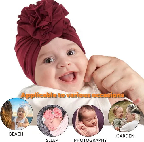 Vista 6 de Turbante para bebé, sombrero de niña, turbante para niñas pequeñas, sombreros turbantes para bebés y niñas pequeñas con gorro de lazo