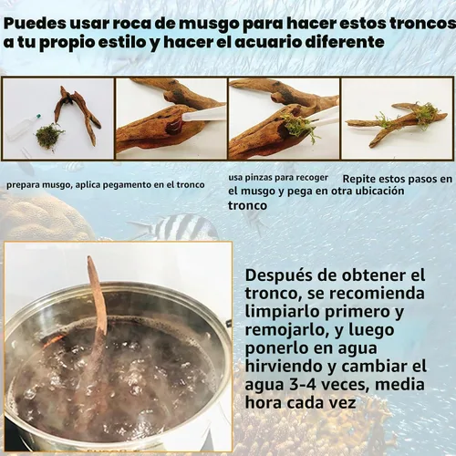 Vista 5 de Hamiledyi 5 piezas de madera flotante para acuario de 3.5-7 pulgadas, ramas de madera de deriva, accesorios de decoración de peceras Betta