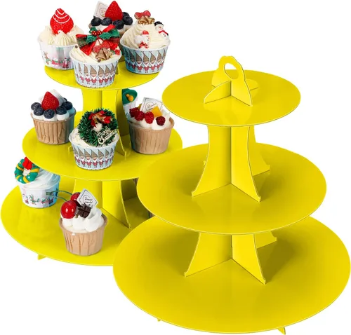 Vista 17 de YLDW Soporte para Cupcakes de 3 Niveles, Soporte para Pastel, Torre de Soporte para Cupcakes DIY Escalonada para Exhibiciones de Mesa de Postres