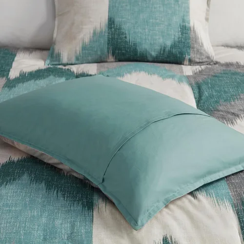 Vista 8 de Ink+Ivy Juego de edredón tamaño King, acogedor edredón de algodón para todas las estaciones, juego de cama ligero con 2 fundas a juego, diseño Aqua