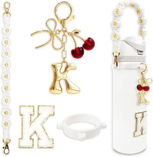 Vista 119 de Letter Handle Strap Accessories with Cute Initial Charm Compatible with Owala Water Bottle 24oz 32oz 40oz Owala Kids