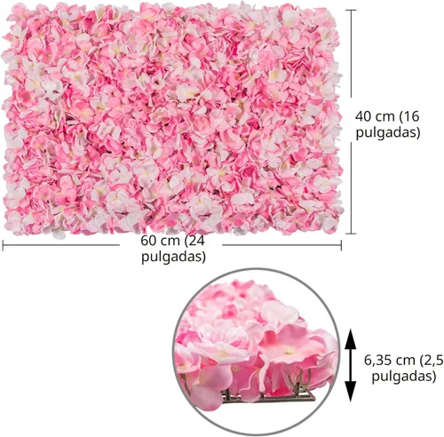 Vista 3 de U'Artliens - Juego de paneles de pared de flores, telón de fondo de pared artificial de 24 x 16 pulgadas, panel floral de hortensias de seda 3D